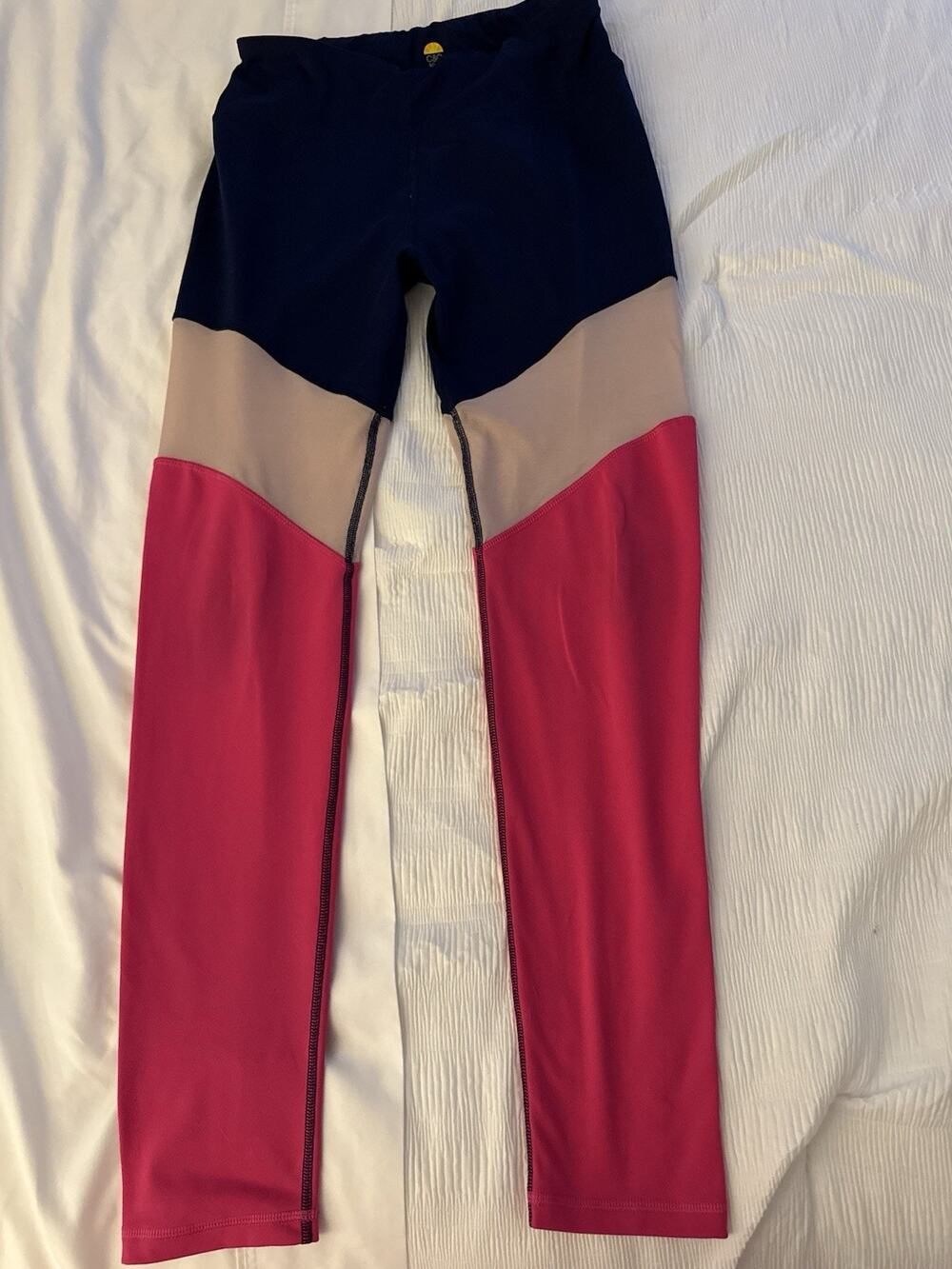 C&C Sport Leggings Multicolor Pink Blue Activewear Mesh Women's Large Yoga Pants
